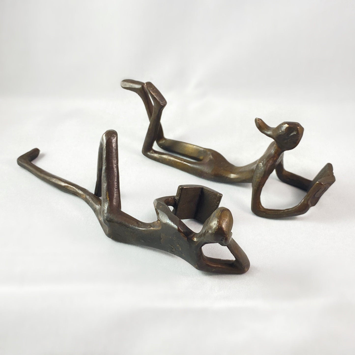 Man and Woman Leisurely Reading Bronze Sculpture - Unique Home Decor, 2 pc