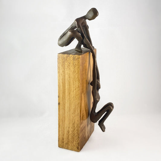Man Lifting Woman from Ledge Bronze Sculpture - Unique Home Decor