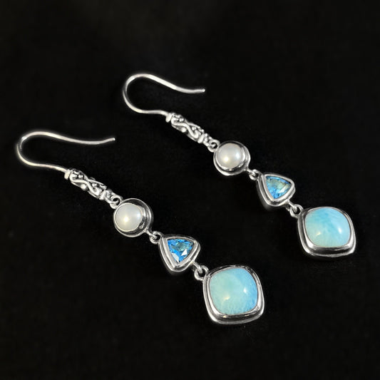 Marahlago Larimar and Sterling Silver Azure Earrings