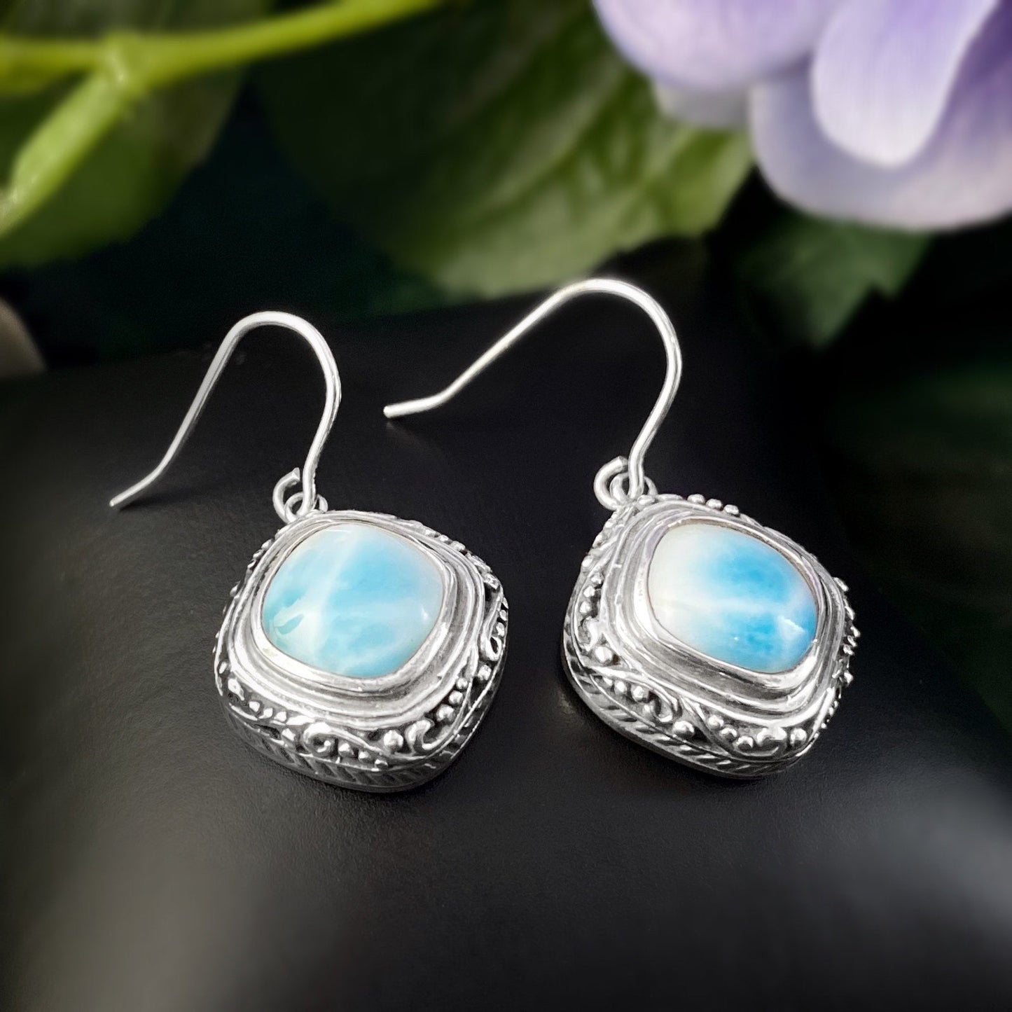 Marahlago Larimar and Sterling Silver Azure Earrings