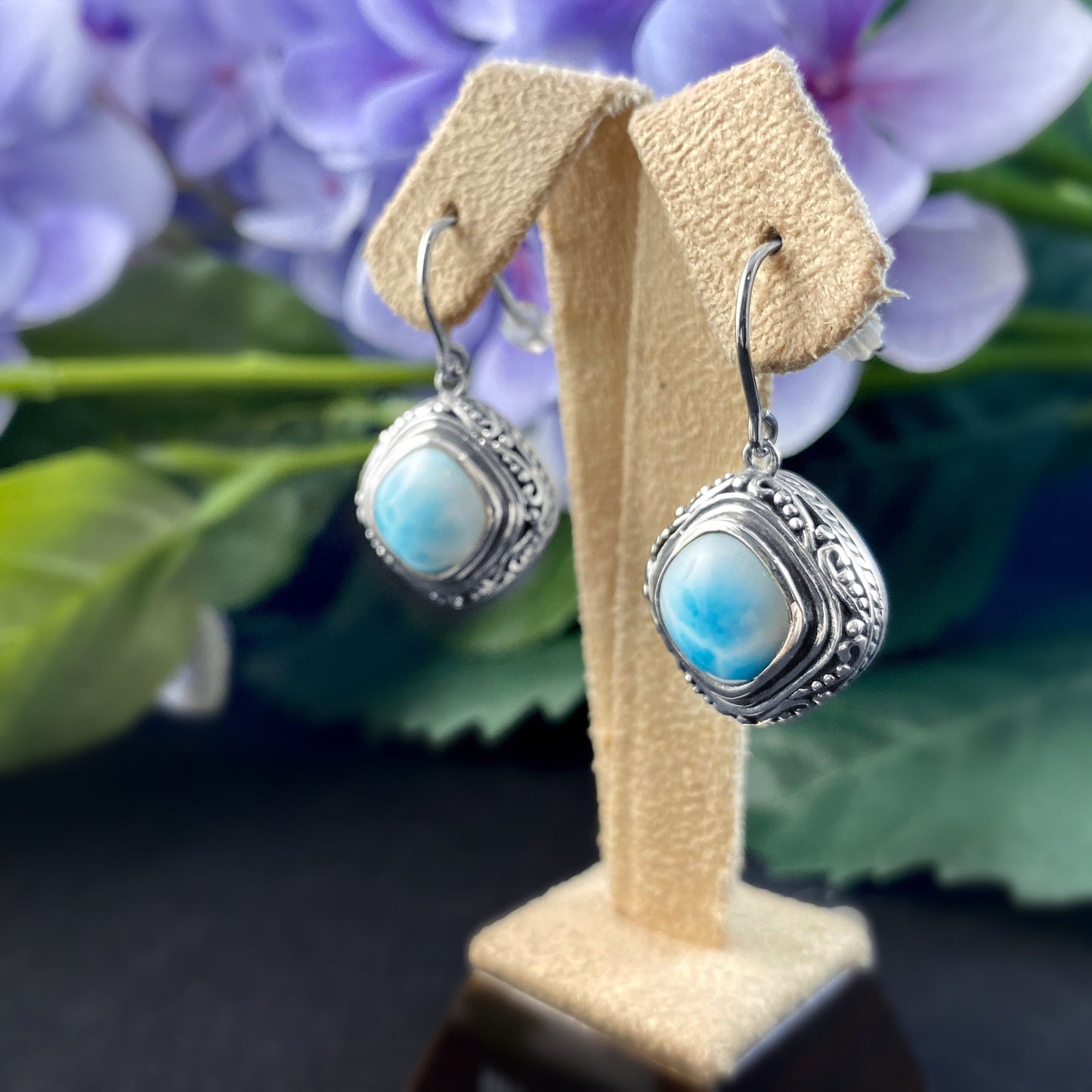 Marahlago Larimar and Sterling Silver Azure Earrings