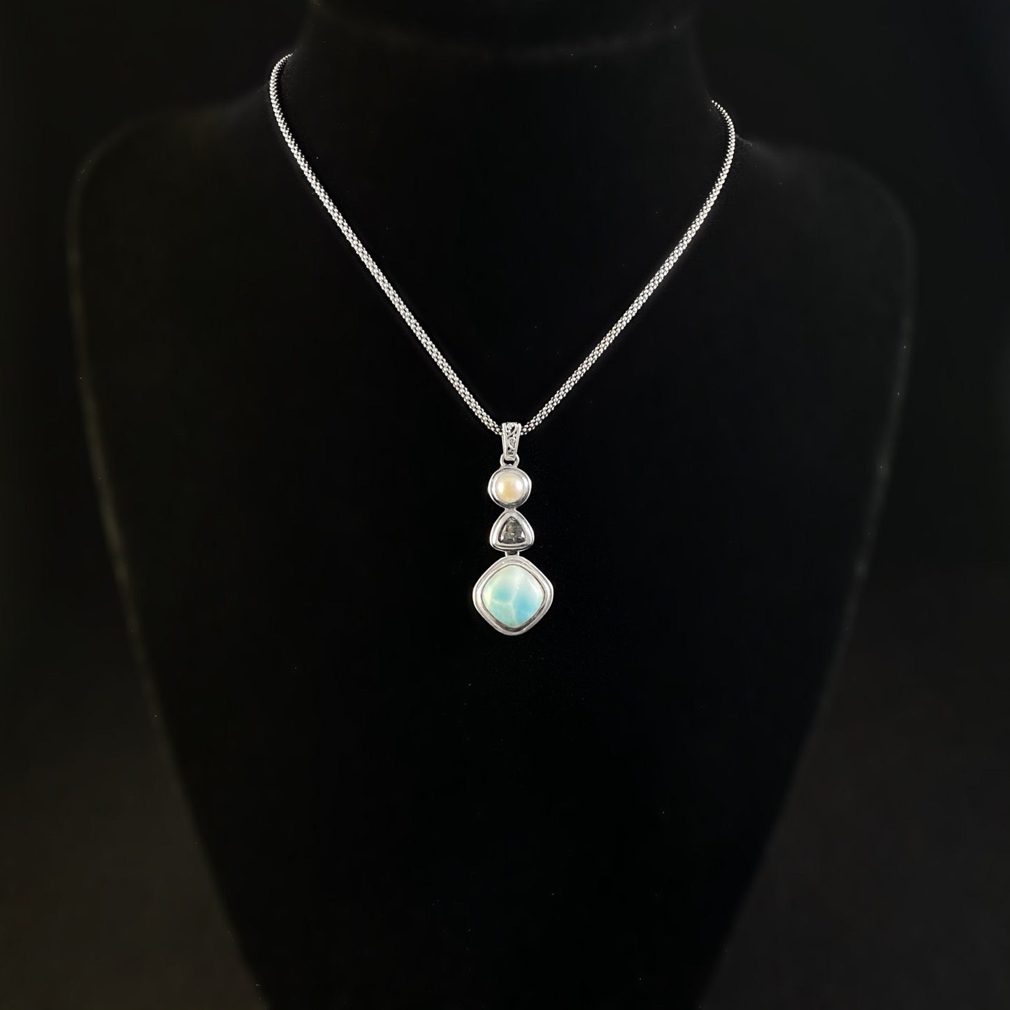 Marahlago Larimar and Sterling Silver Azure Necklace