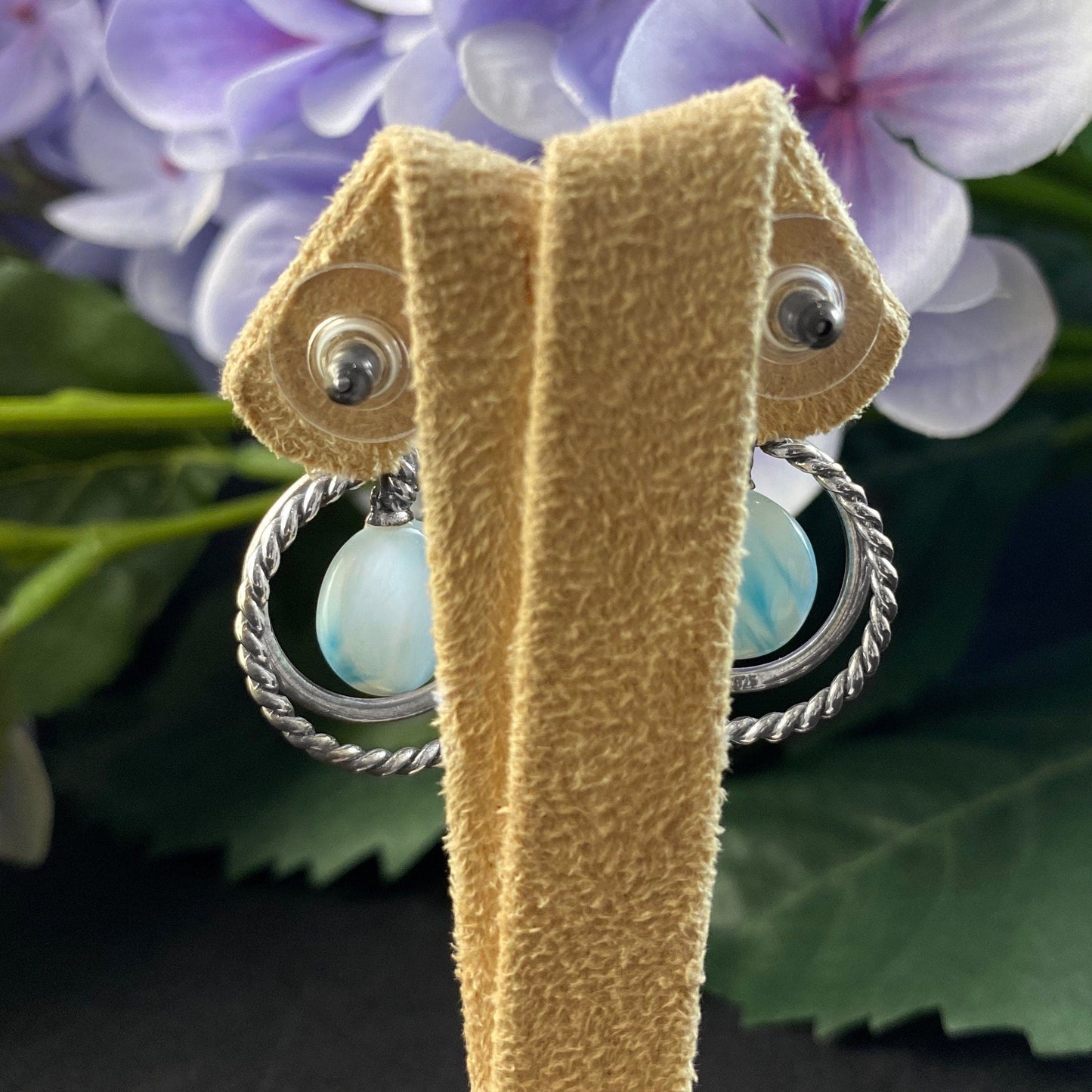 Marahlago Larimar and Sterling Silver Ciro Earrings
