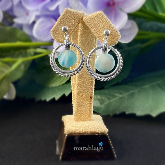 Marahlago Larimar and Sterling Silver Ciro Earrings