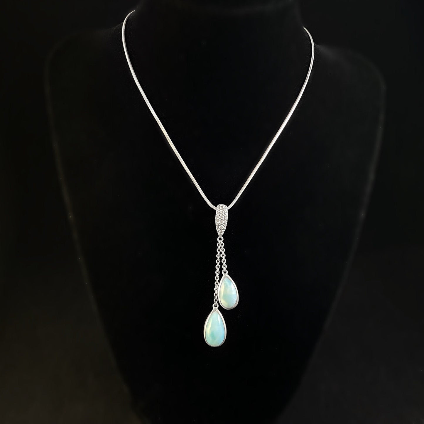 Marahlago Larimar and Sterling Silver Teardrop Necklace