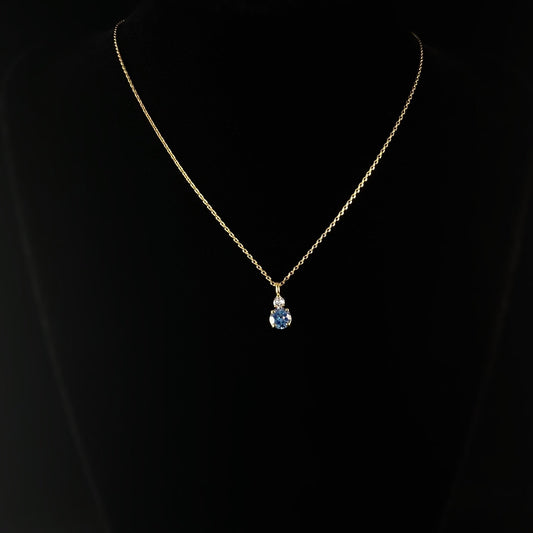 March Birthstone Necklace Aquamarine - Classic Gold