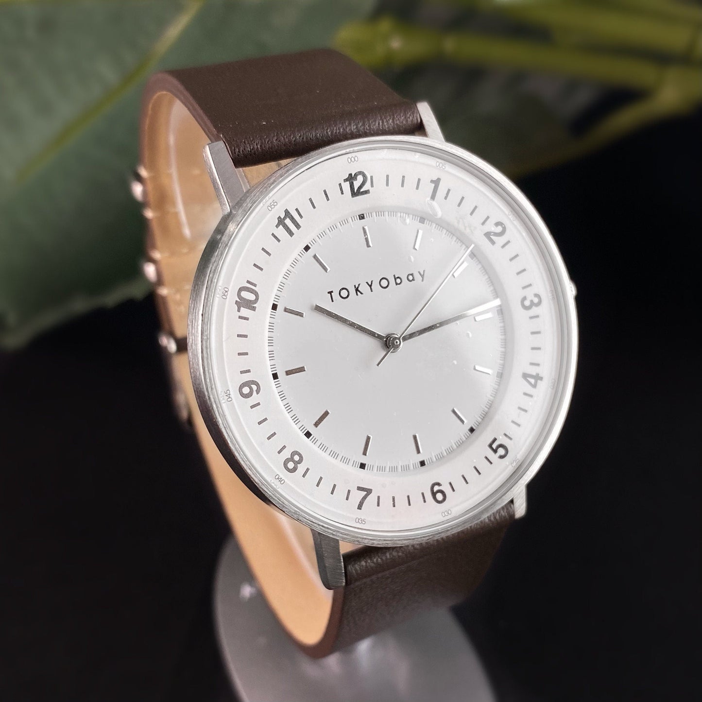 Men’s Watch, Brown Leather Band, Silver Case - TOKYObay