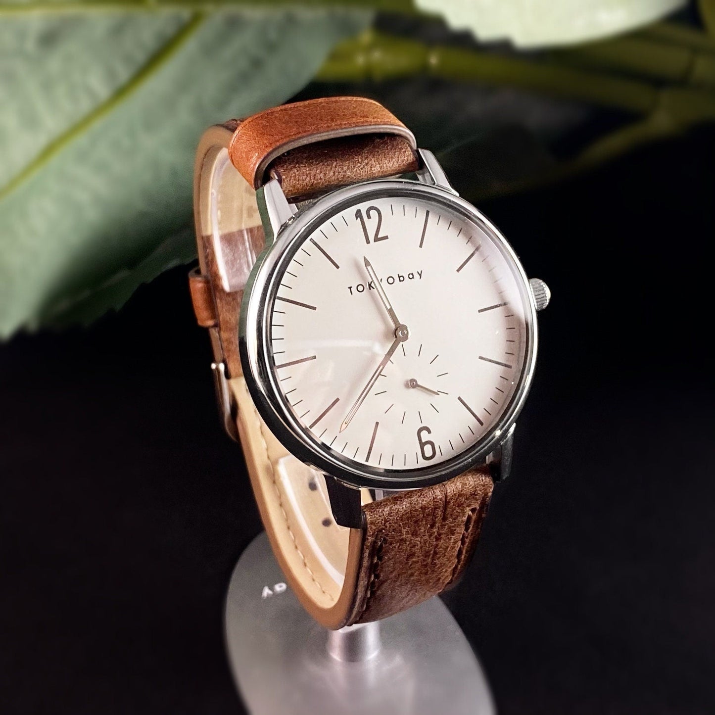 Men’s Watch, Brown Leather Band, Silver Case - TOKYObay