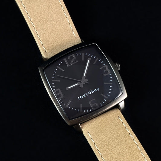 Men’s Watch Tan Leather Band Gunmetal Case - TOKYObay