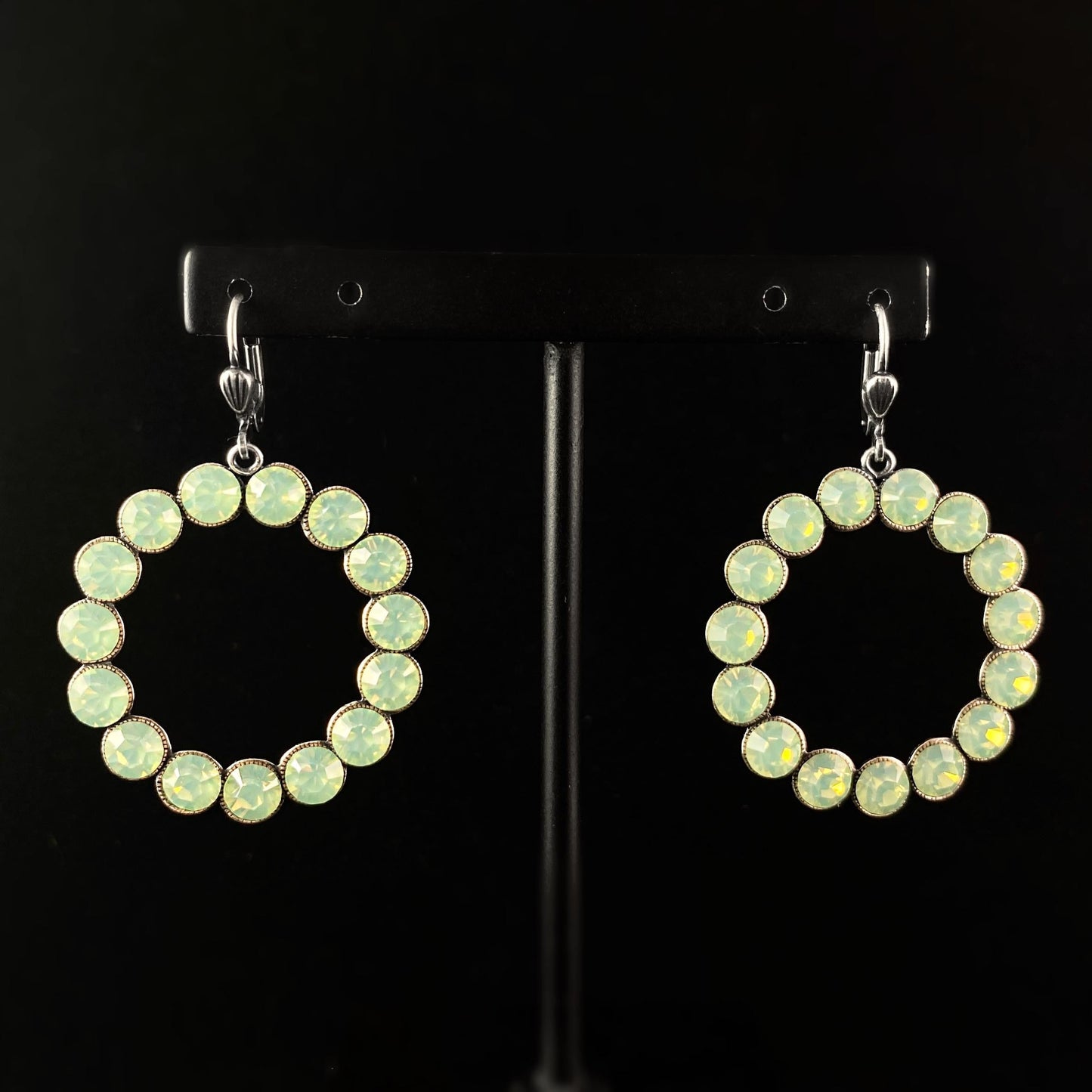 Silver Circle Earrings with Clear Swarovski Crystals - La Vie Parisienne by Catherine Popesco