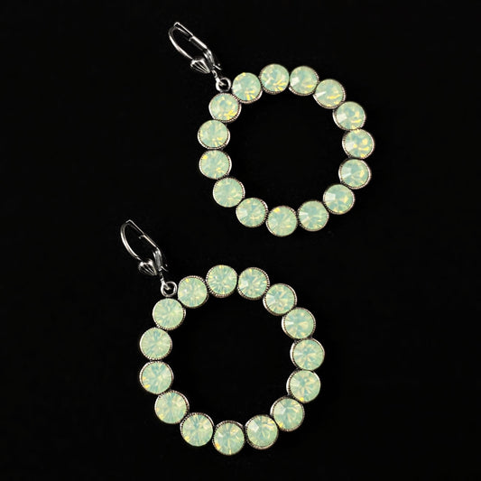 Silver Circle Earrings with Clear Swarovski Crystals - La Vie Parisienne by Catherine Popesco