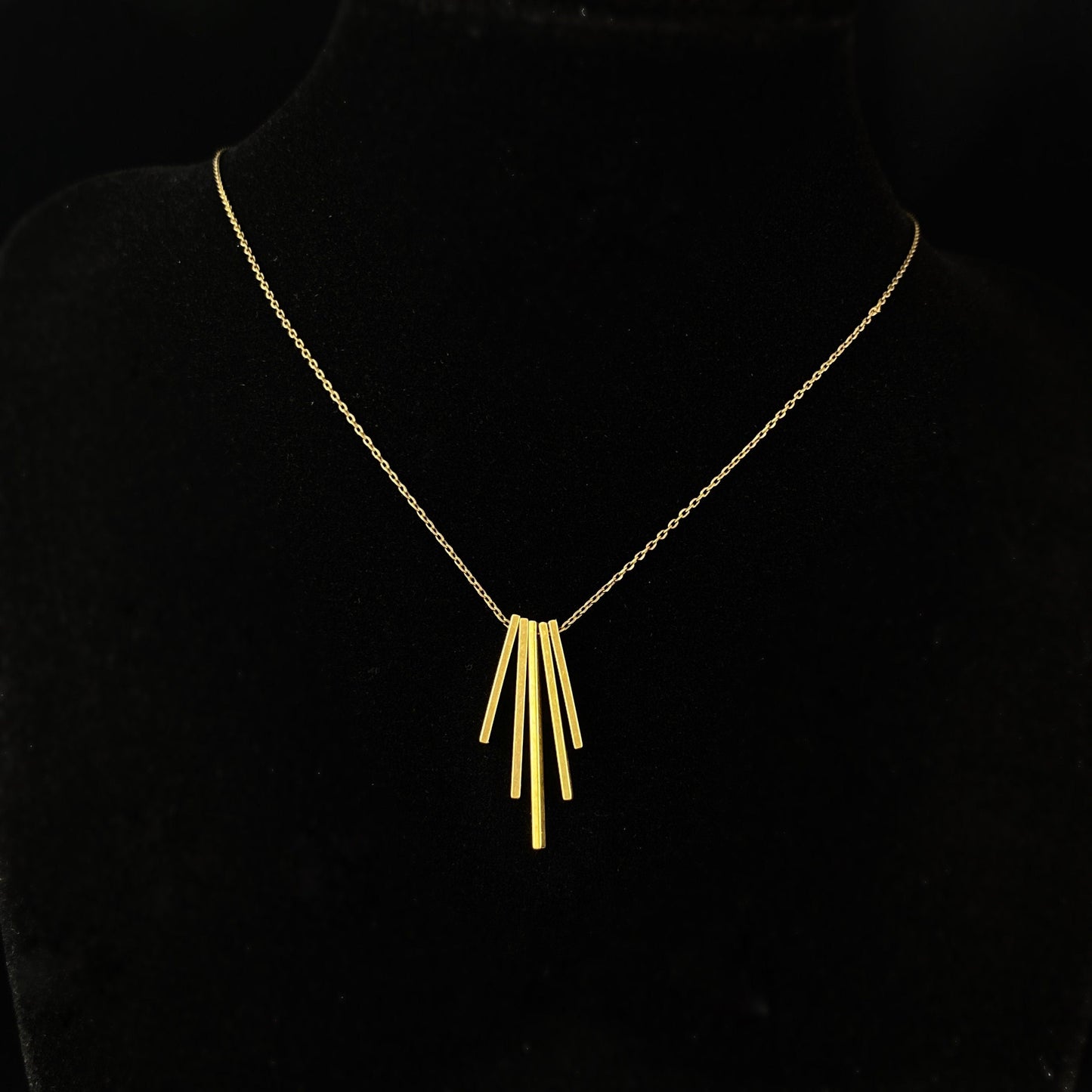 Mini Brass Bar Art Deco 1920s Necklace - David Aubrey Jewelry