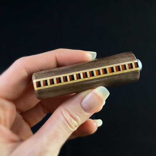 Mini Handmade Wooden Teleidoscope with Double Inlay - Walnut