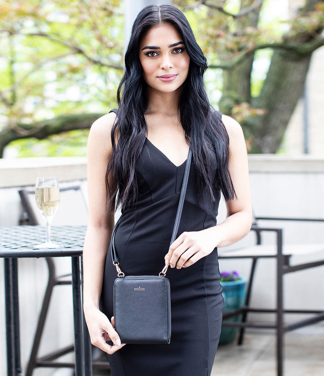Mini Vegan Leather Crossbody Bag - Black