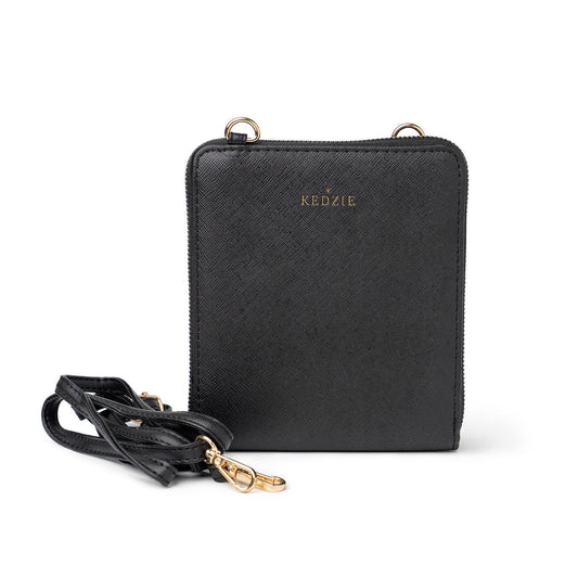 Mini Vegan Leather Crossbody Bag - Black