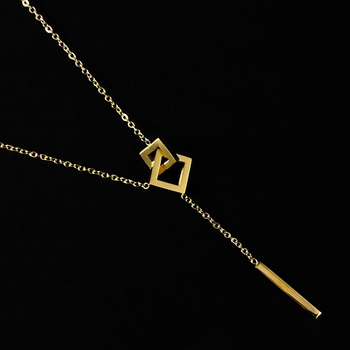 Minimal Gold Squared Pendant Necklace - 3Souls