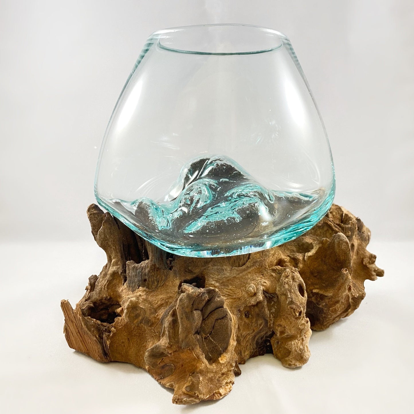 Molten Glass and Wood Sculpture, 2 piece