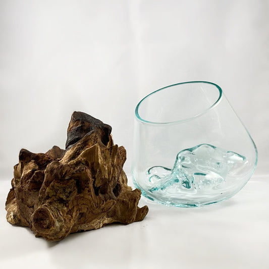 Molten Glass and Wood Sculpture, 2 piece