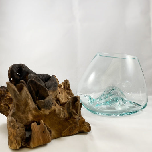Molten Glass and Wood Sculpture, 2 piece