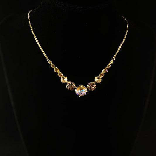 Multi-Colored Desert Shades Crystal Adjustable Gold Necklace