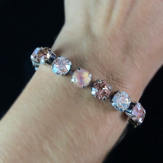 Multicolor Swarovski Crystal Bracelet with Pink, Clear, and Milky Crystals - La Vie Parisienne by Catherine Popesco