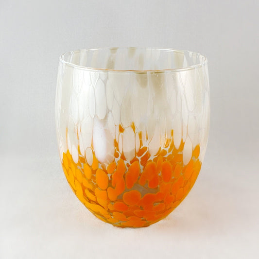 Orange Bi-Color Stemless Venetian Wine Glass - Handmade in Italy, Colorful Murano Glass