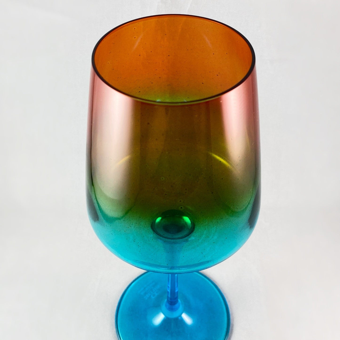 Orange/Green/Blue Ombre Gradient Venetian Glass Wine Glass - Handmade in Italy, Colorful Murano Glass