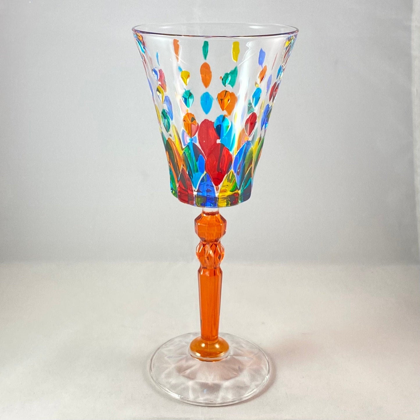 Orange Stem Marilyn Venetian Glass Wine Glass - Handmade in Italy, Colorful Murano Glass