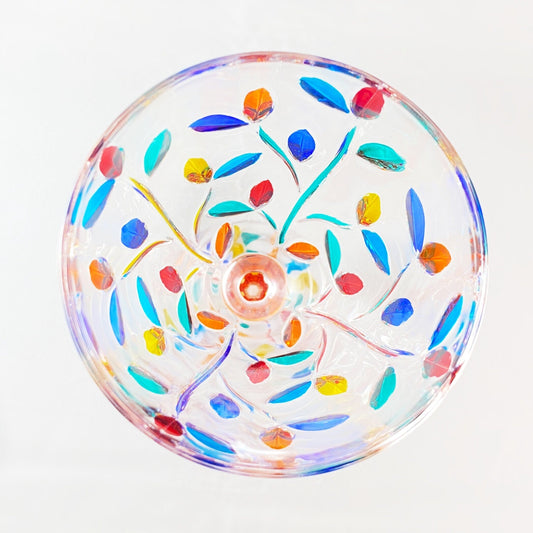 Orange Stem Tree of Life Venetian Glass Wine Glass - Handmade in Italy, Colorful Murano Glass