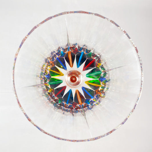 Orange Stem Venetian Glass Adagio Clarity Wine Glass - Handmade in Italy, Colorful Murano Glass