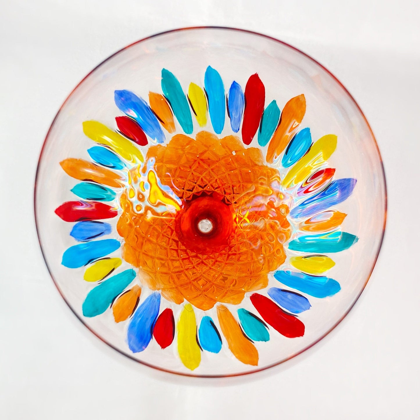 Orange Stem Venetian Glass Diamante Gin Glass - Handmade in Italy, Colorful Murano Glass
