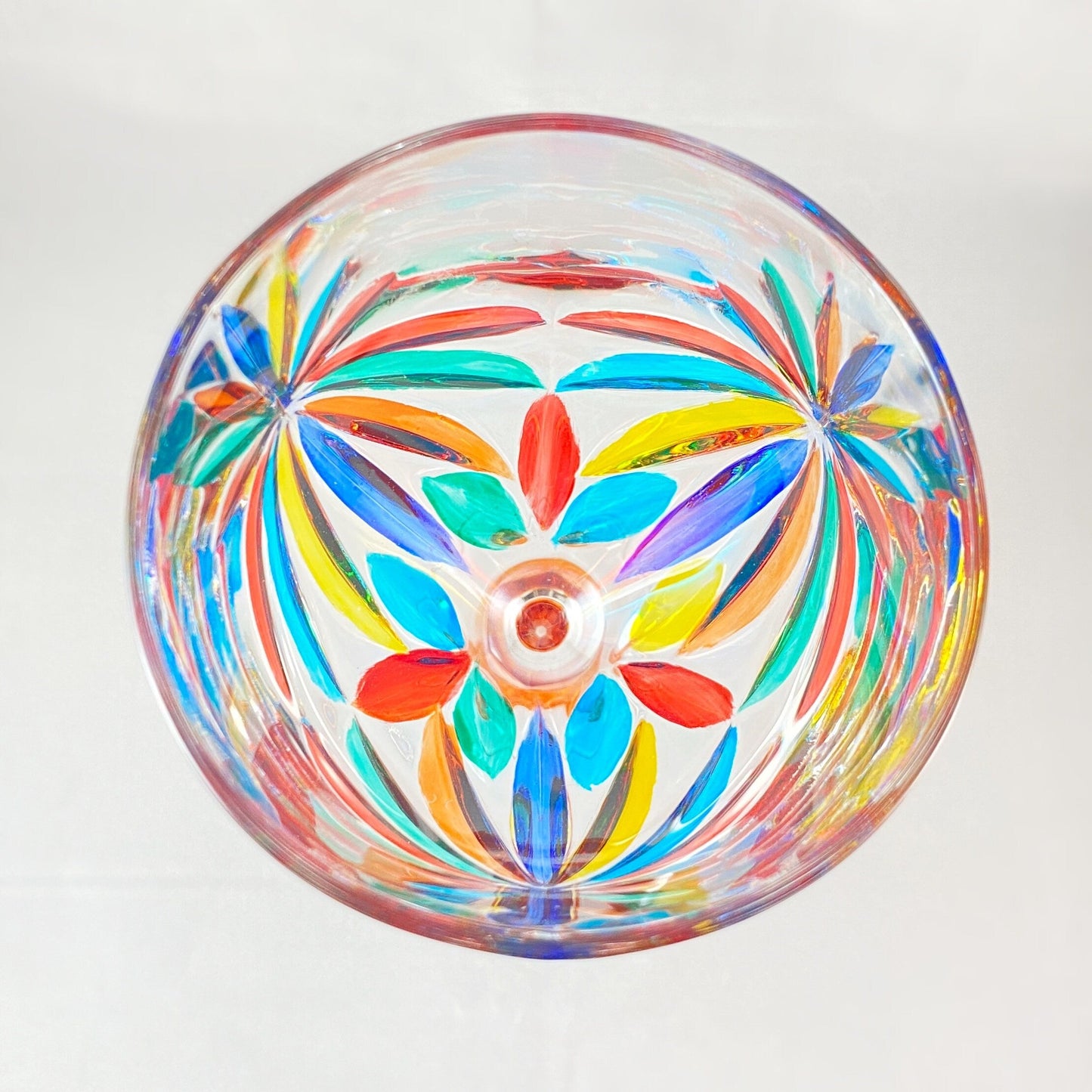 Orange Stem Venetian Glass Oasis Wine Glass - Handmade in Italy, Colorful Murano Glass