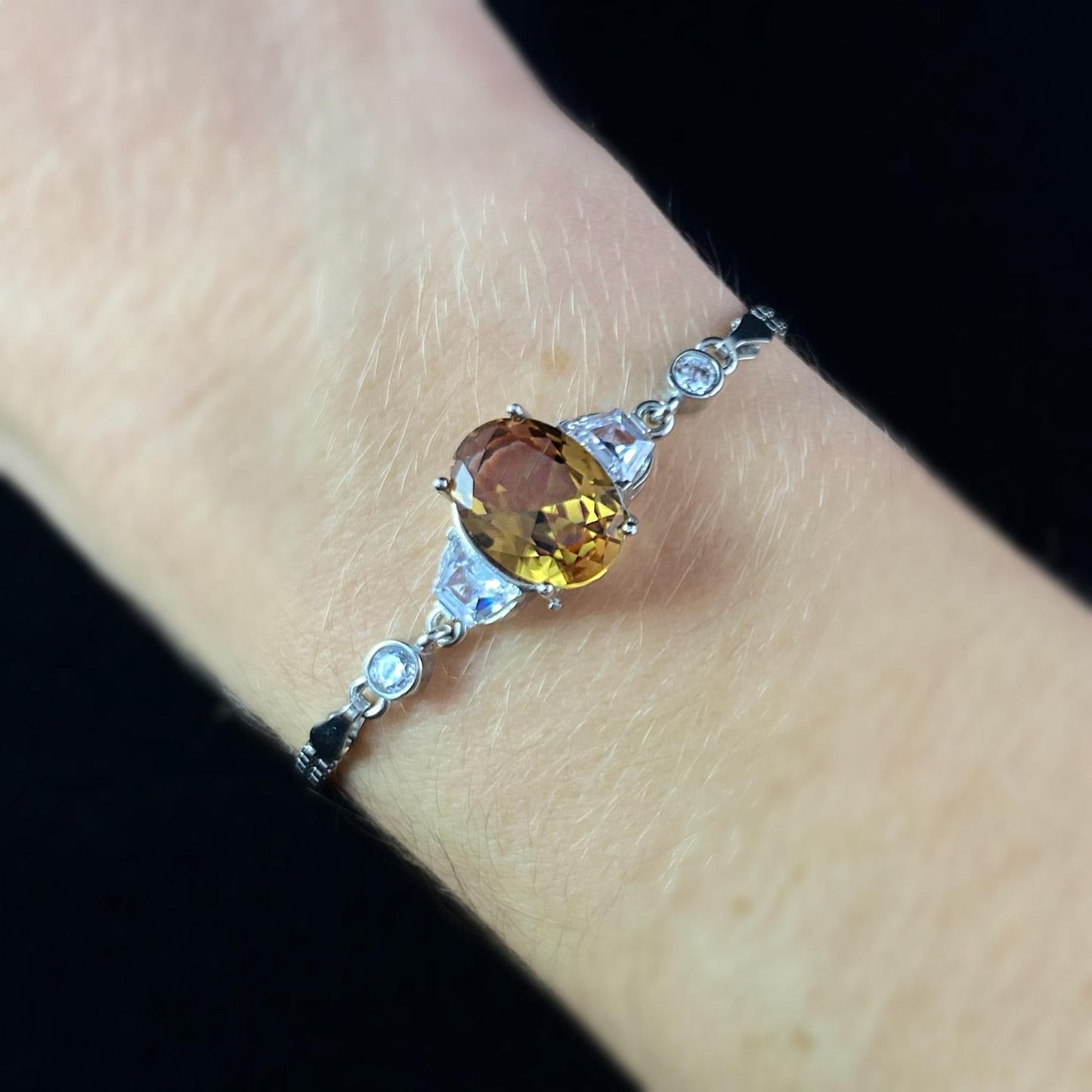 Oval Zultanite Stone Silver Chain Bracelet - Hittite