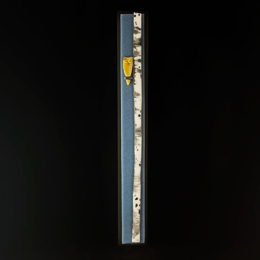 Owl On Birch Handmade Glass Wall Decor, Gray- Made in USA