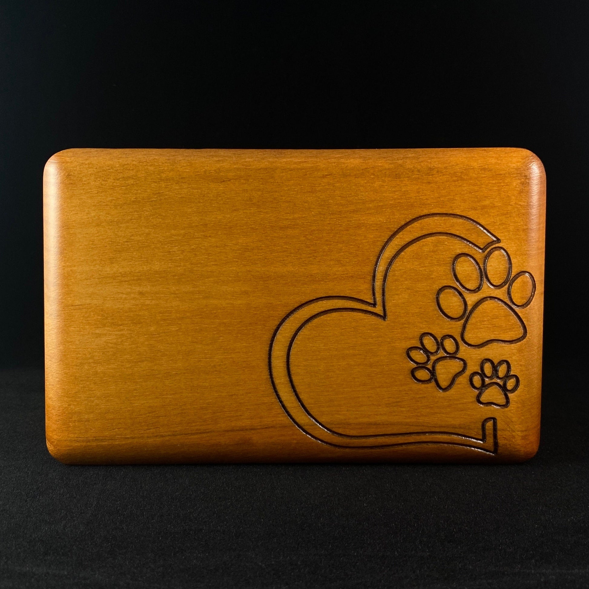 Paw Print Trio and Heart Jewelry Box, Handmade Wooden Treasure Box