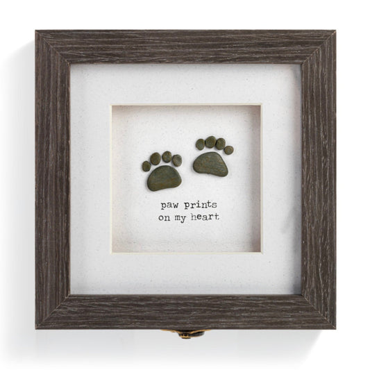 Paw Prints Keepsake Box Sharon Nowlan Pebble Art - Taupe