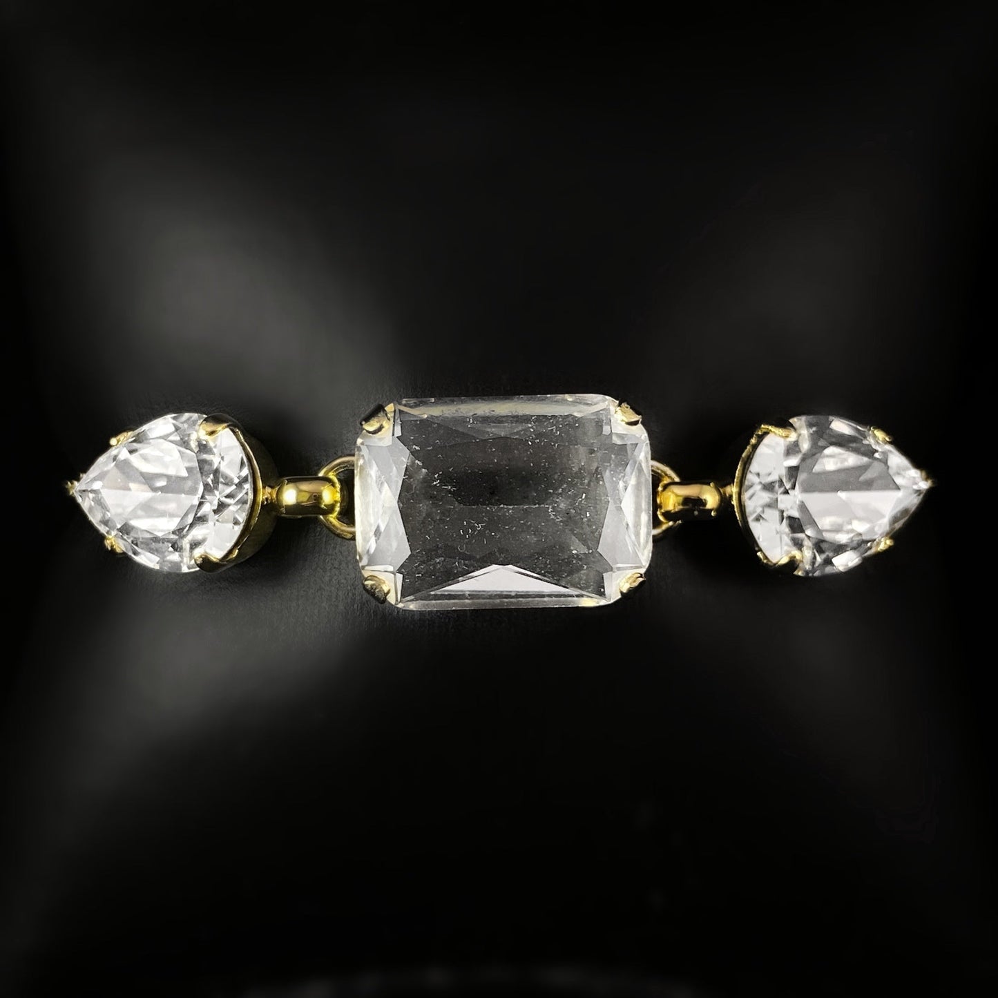 Pear and Emerald Cut Clear Crystal Slider Bracelet
