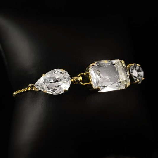 Pear and Emerald Cut Clear Crystal Slider Bracelet