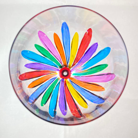 Red Stem Incanto White Wine Glass Venetian Glass- Handmade in Italy, Colorful Murano Glass