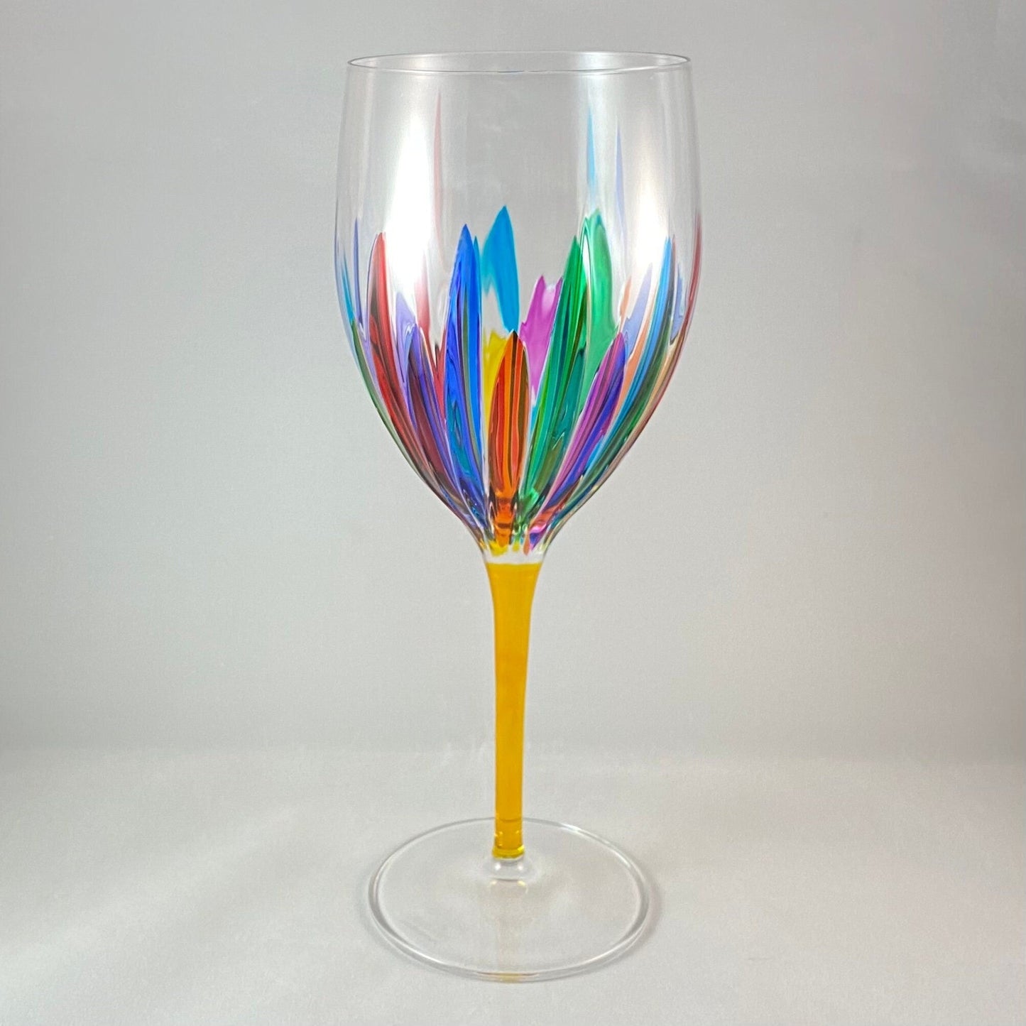 Yellow Stem Incanto White Wine Venetian Glass - Handmade in Italy, Colorful Murano Glass