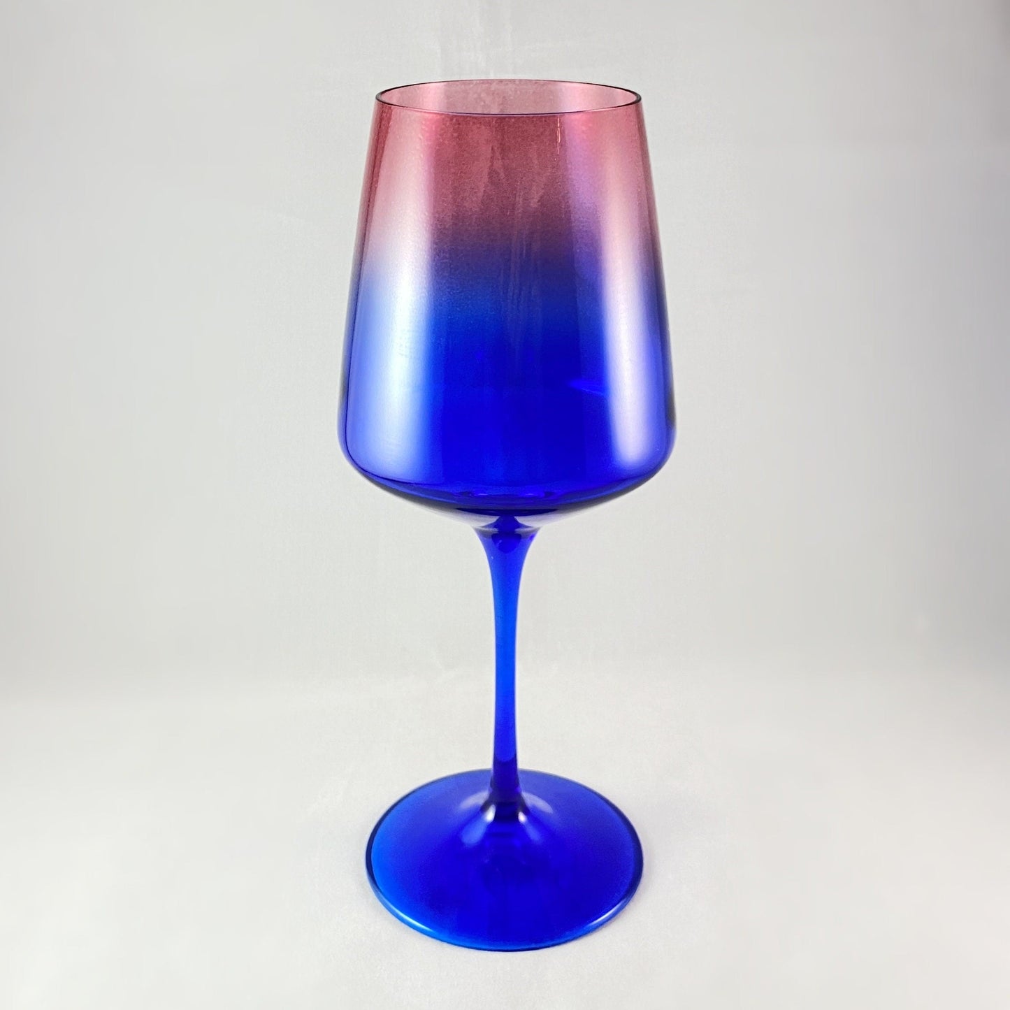 Pink/Blue Ombre Gradient Venetian Glass Wine Glass - Handmade in Italy, Colorful Murano Glass