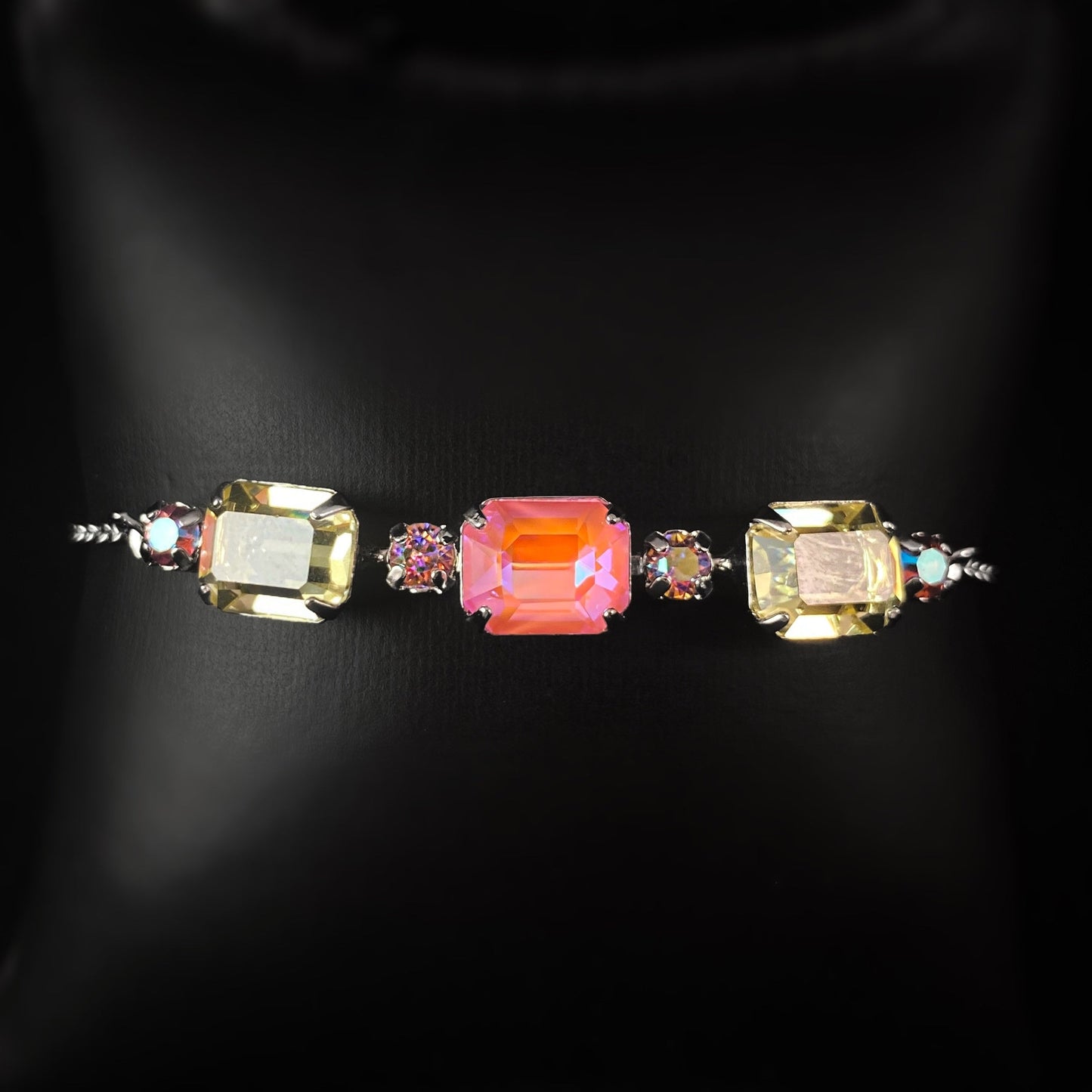 Pink Pineapple Crystals Statement Bracelet Octavia