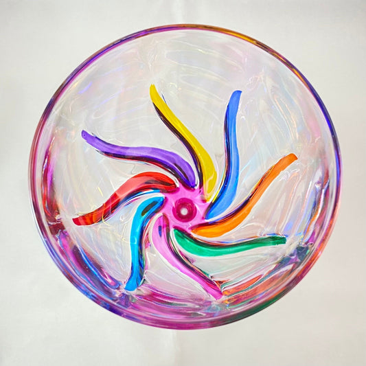 Pink Stem Venetian Glass Wine Glass - Handmade in Italy, Colorful Murano Glass