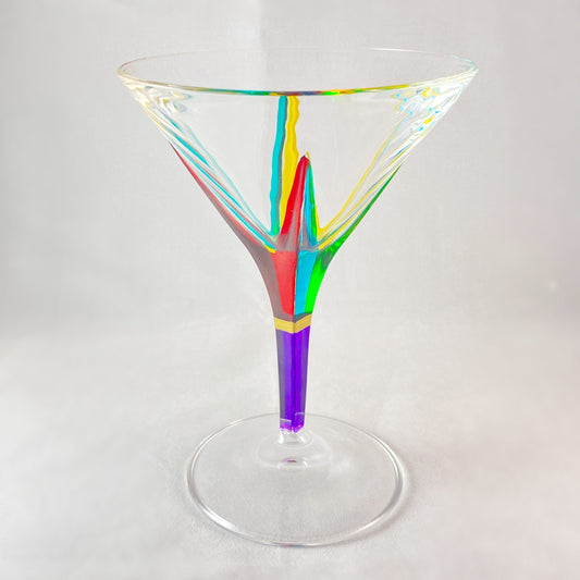 Purple Stem Fusion Venetian Glass Martini Glass - Handmade in Italy, Colorful Murano Glass