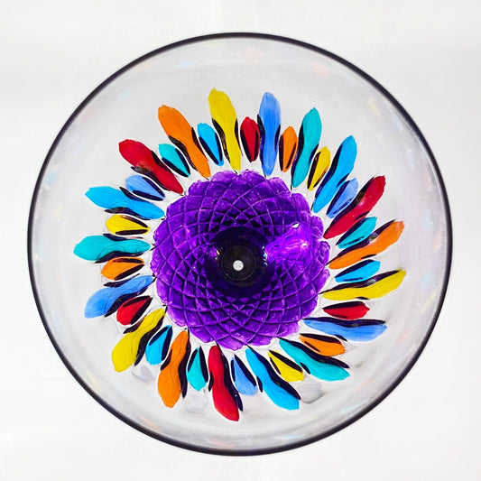 Purple Stem Venetian Glass Diamante Wine Glass - Handmade in Italy, Colorful Murano Glass