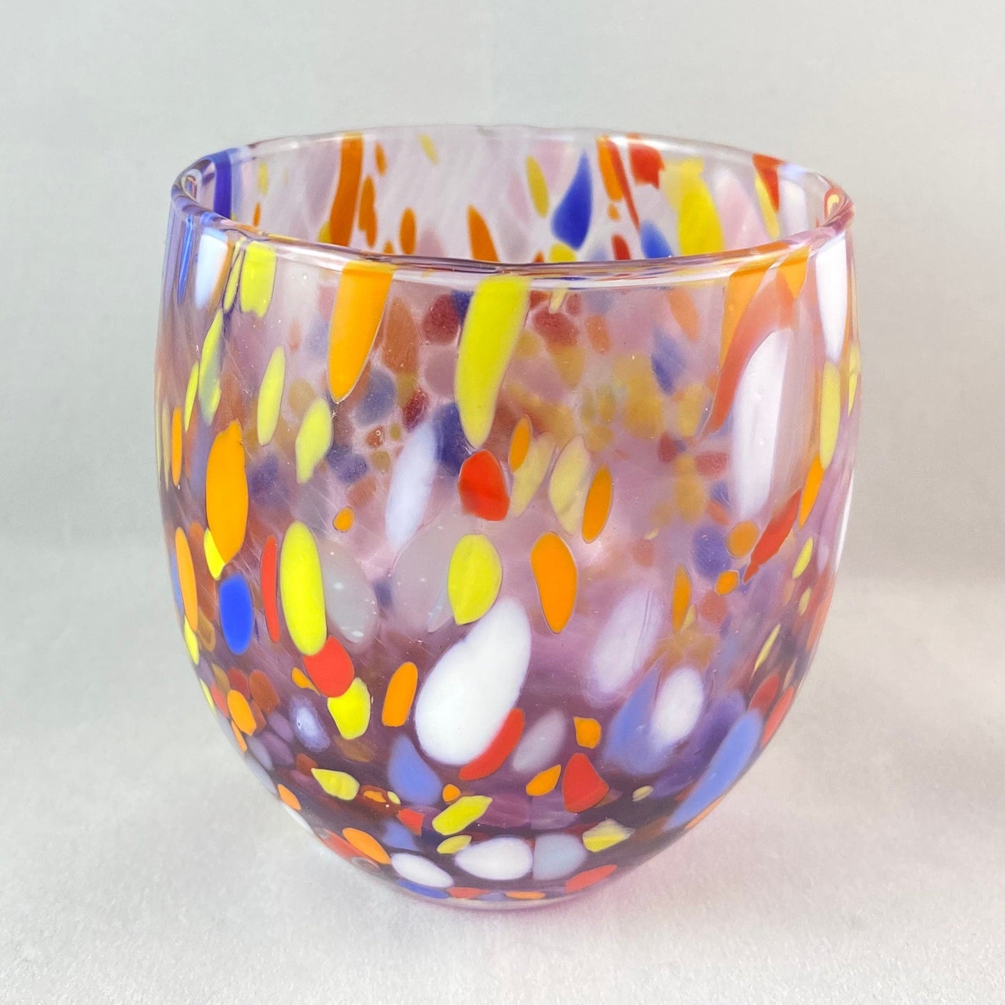Purple Venetian Glass Stemless Wine Glass - Handmade in Italy, Colorful Murano Glass