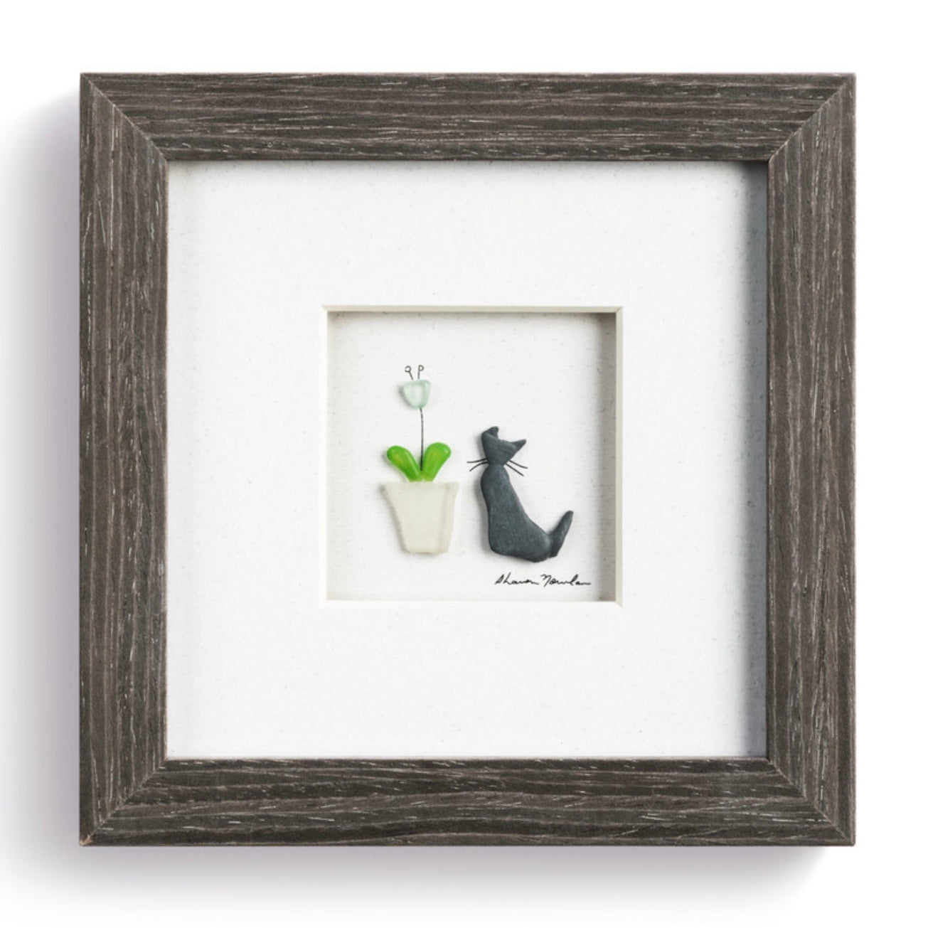 Purrfect Petals Sharon Nowlan Pebble Art - Gray