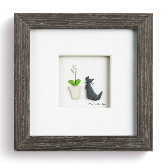 Purrfect Petals Sharon Nowlan Pebble Art - Gray
