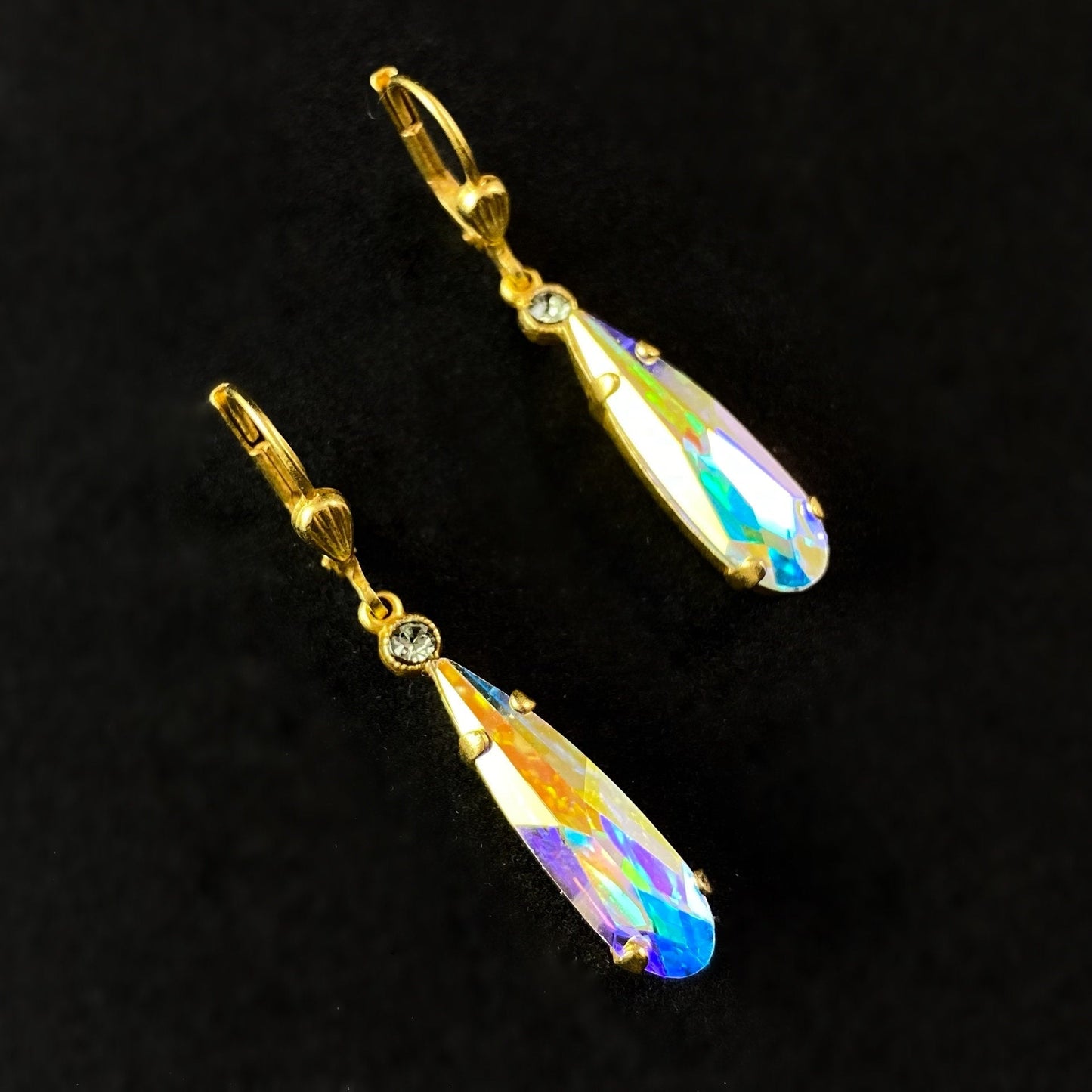 Rainbow Opal Swarovski Crystal Drop Earrings - La Vie Parisienne by Catherine Popesco