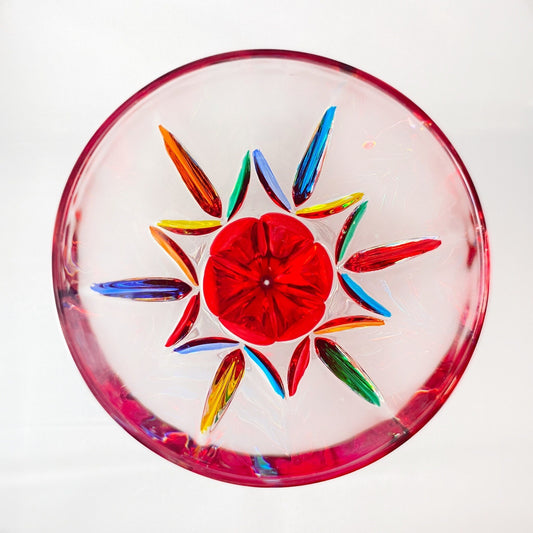 Red Stem Chic Venetian Wine Glass - Handmade in Italy, Colorful Murano Glass